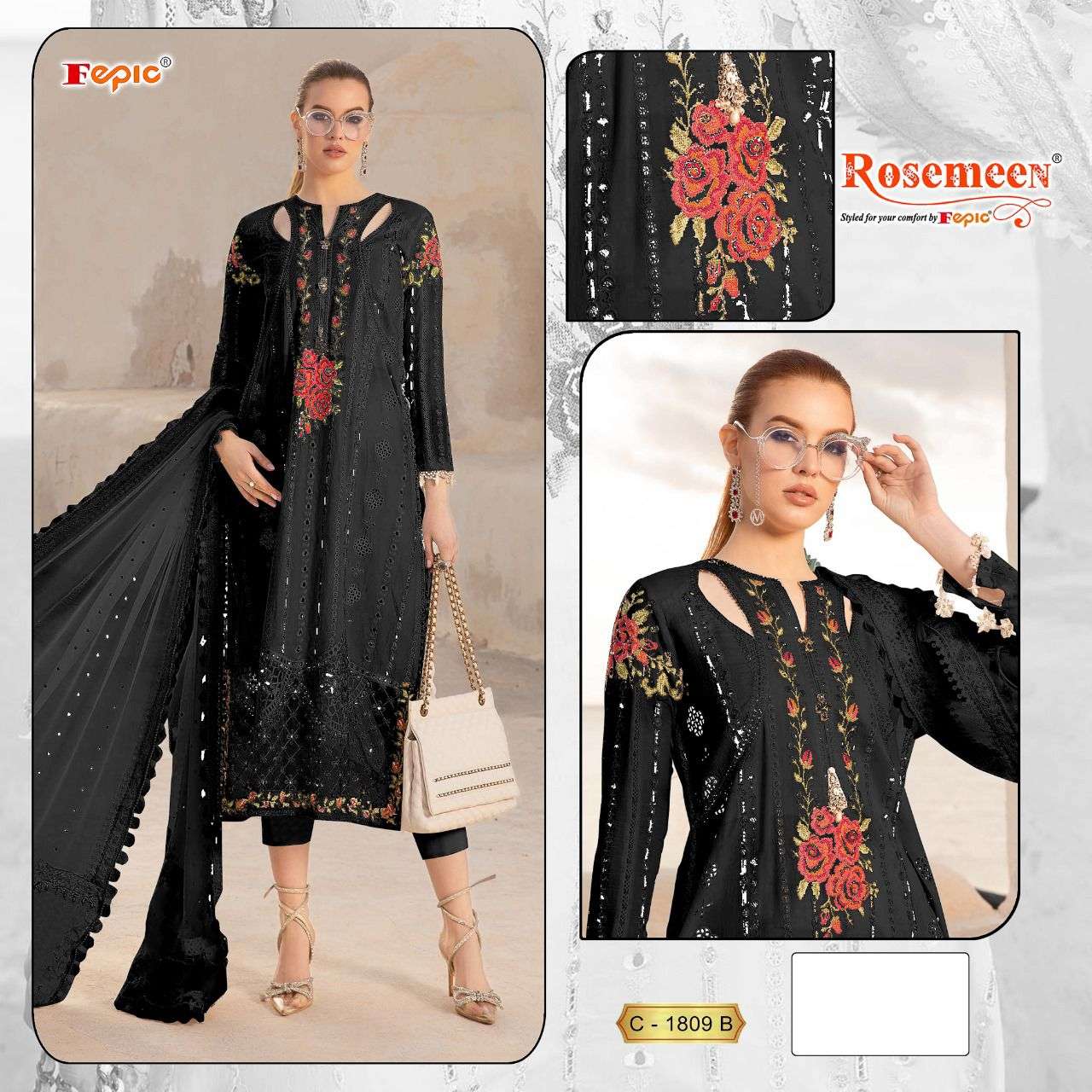 FEPIC ROSEMEEN D NO:- C 1809 SINGLE PCS Salwar Kameez Suppliers