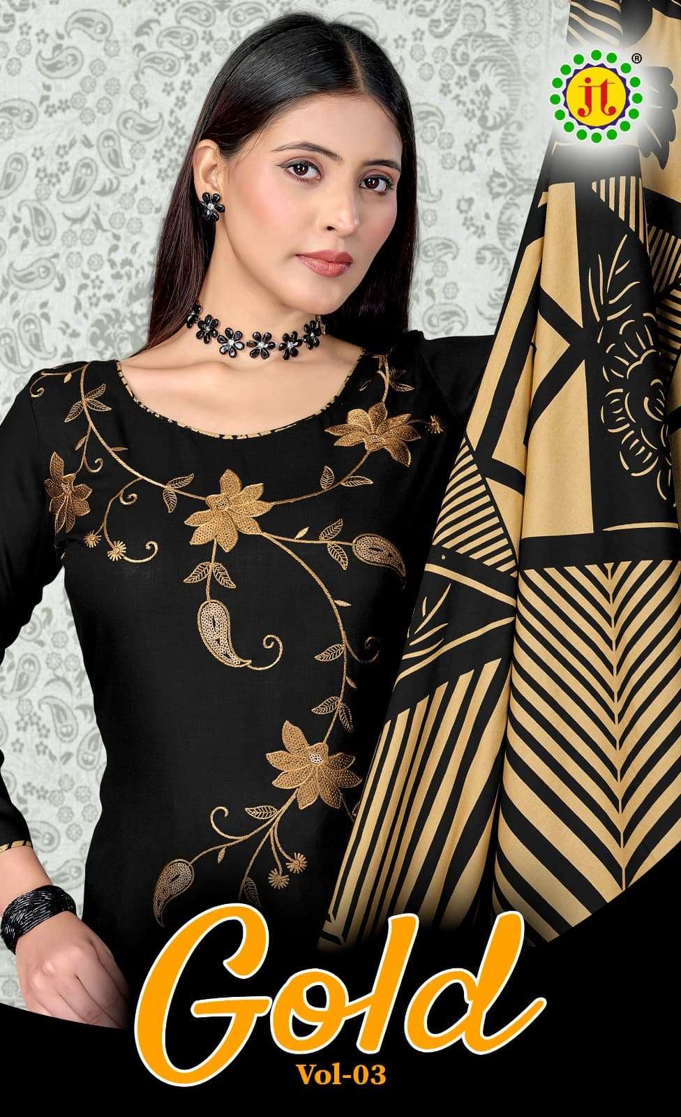 JT GOLD - 3 Dress Materials Wholesale Catalog