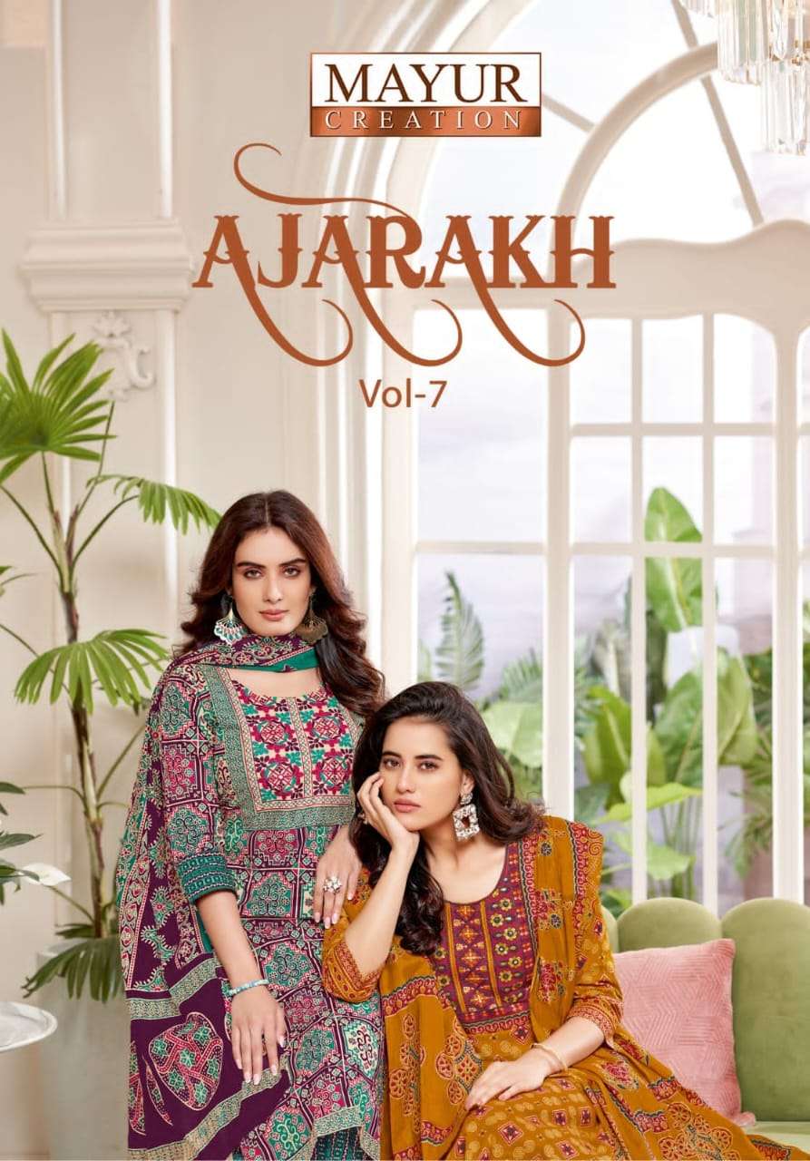 Mayur Ajarakh Vol-7 – Kurti Pant With Dupatta Wholesale Catalog