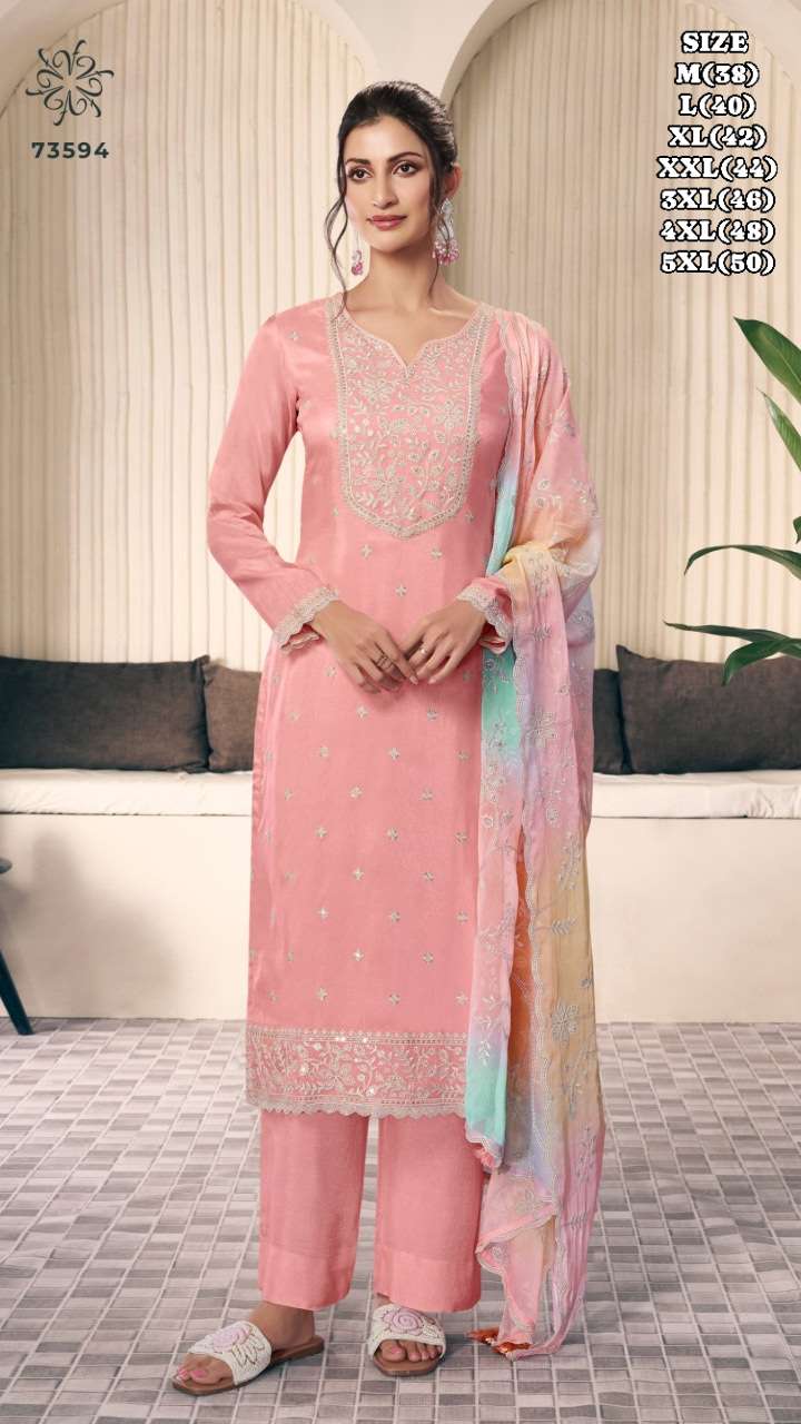 OMBRE - VINAY THREAD EMBROIDERED SINGLE PCS READYMADE Suppliers
