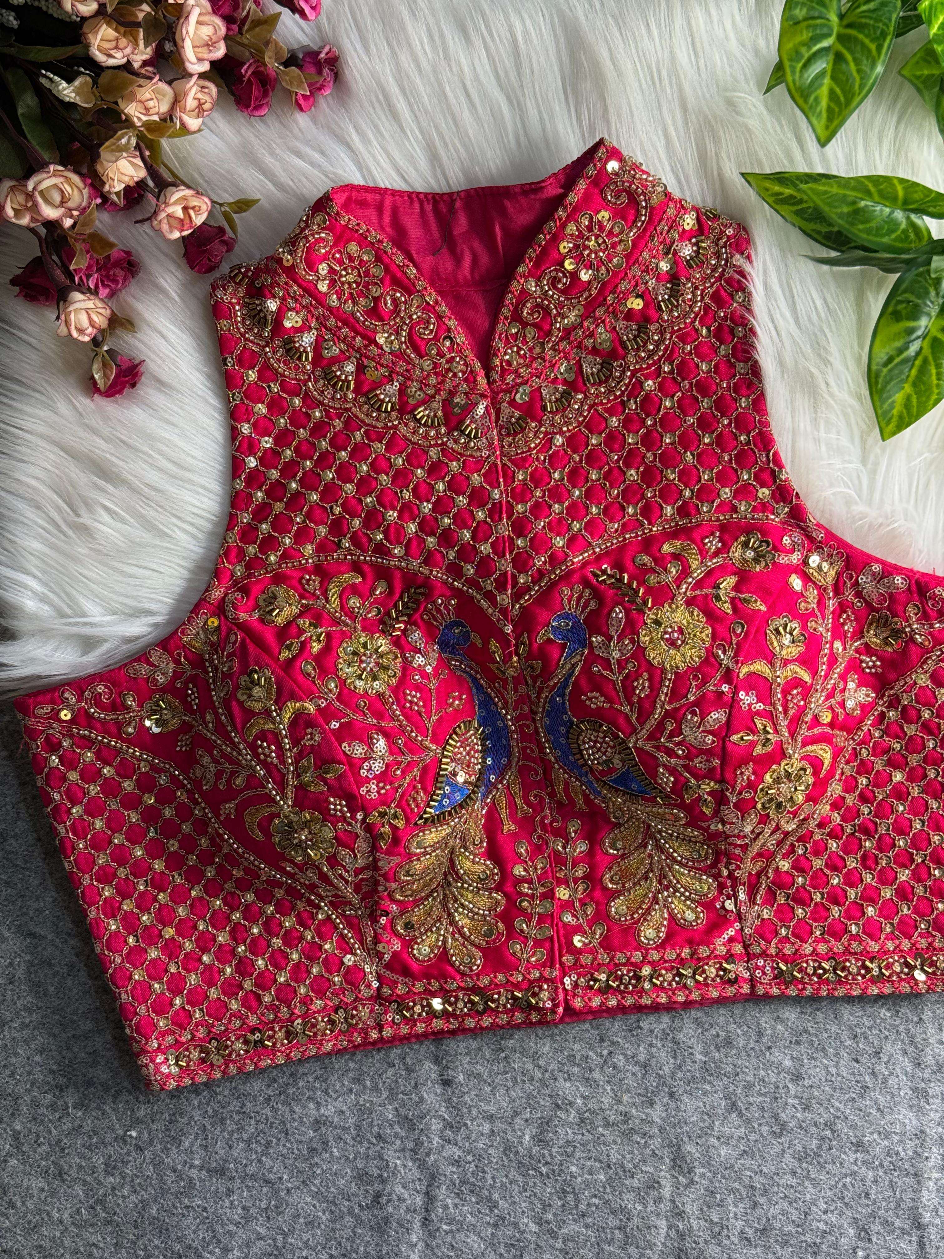WEDDING SPL. HAND WORK HALTER COLLAR NECK BLOUSE WHOLSALER