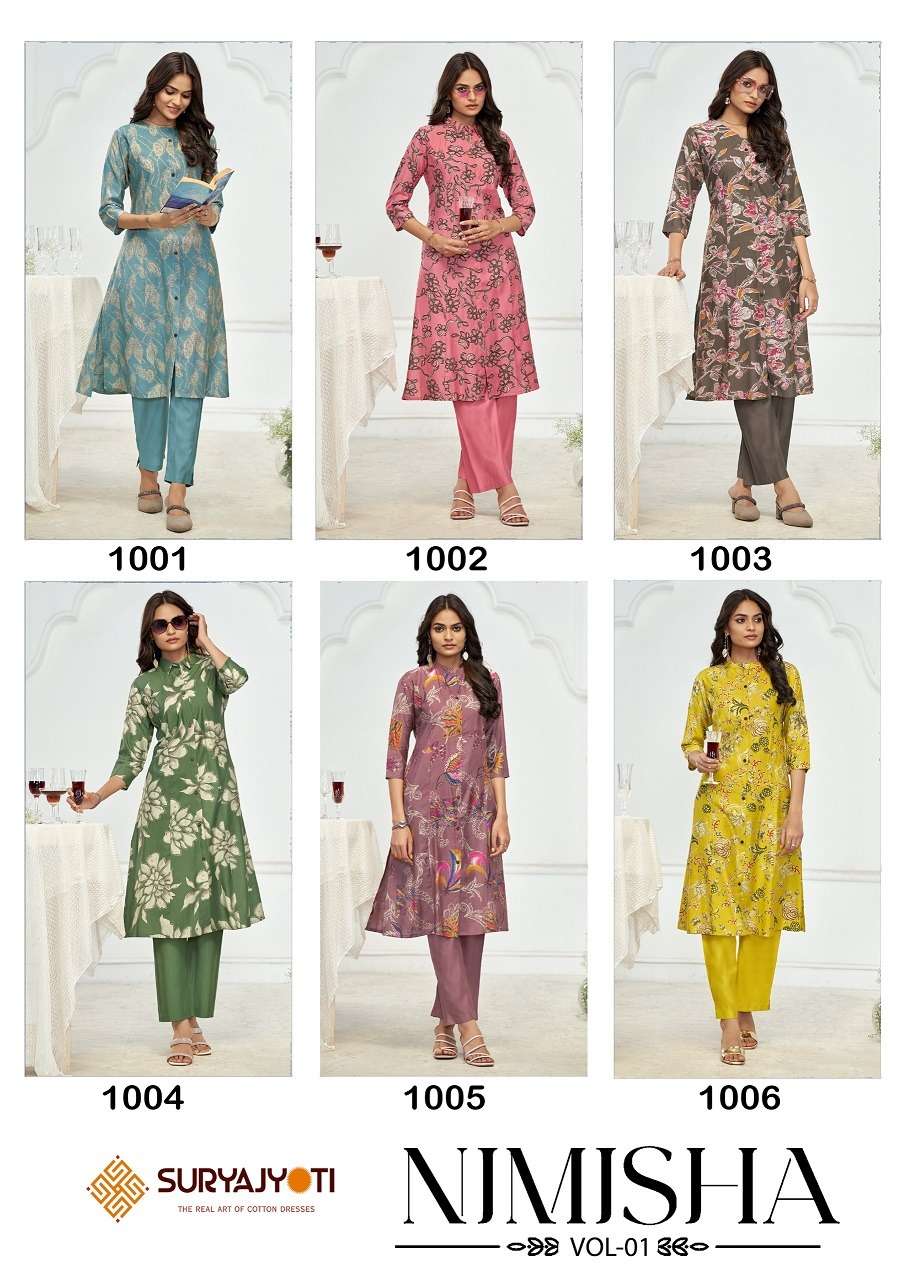Suryajyoti Nimisha Vol-1 – A-Line Kurti With Pant Cord Set wholesale catalog